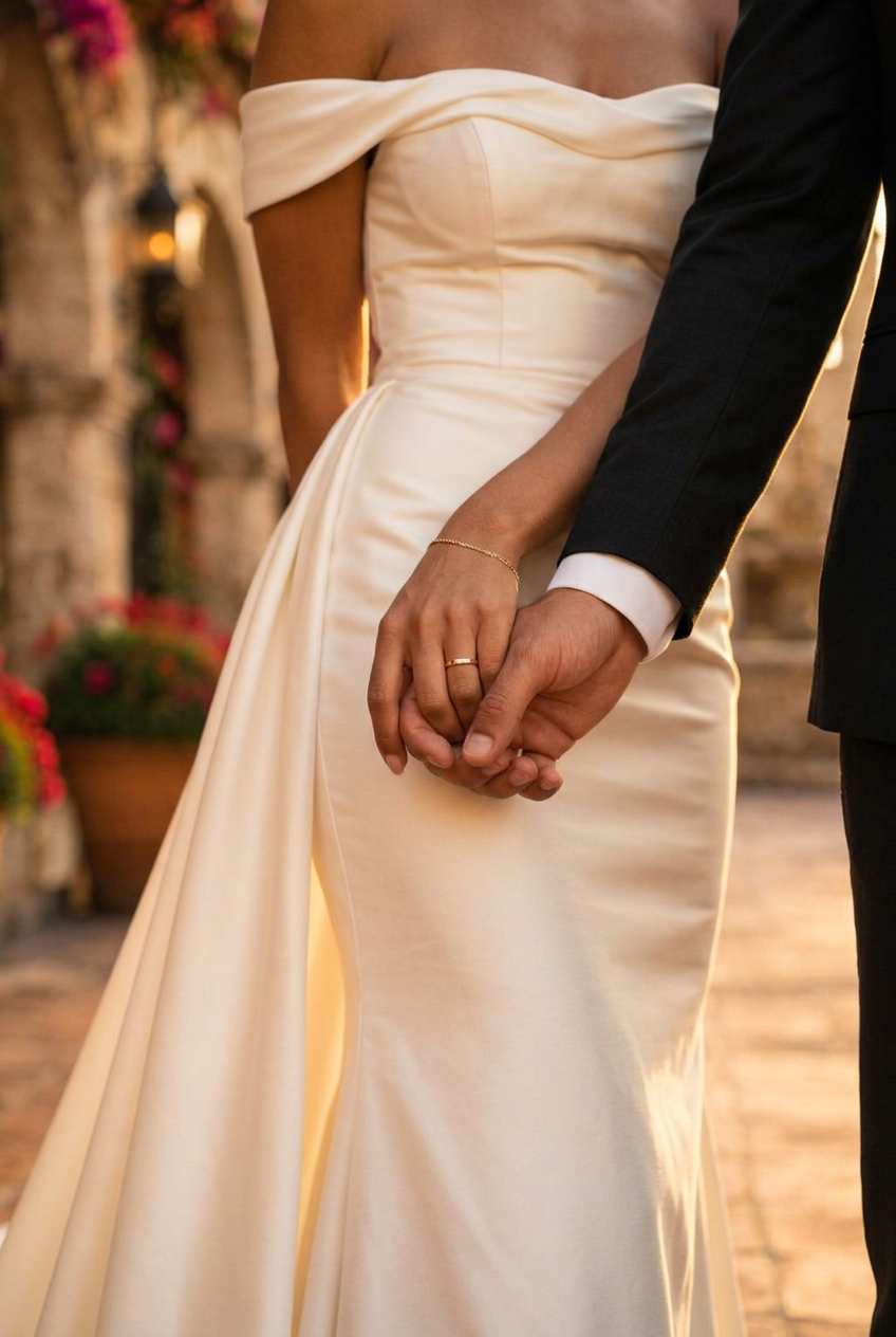 Detalles de celebración: texturas e invitación sobre tela